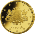 Монета регулярного обращения 10 центов. Латвия.