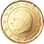 Монета регулярного обращения 20 центов. Бельгия.