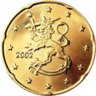 Монета регулярного обращения 20 центов. Финляндия.