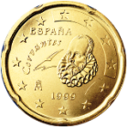 Монета регулярного обращения 20 центов. Испания.
