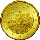 Монета регулярного обращения 20 центов. Словакия.