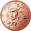 Монета регулярного обращения 2 цента. Франция.