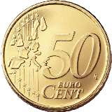 Монета регулярного обращения 50 центов.