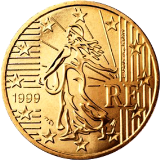 Монета регулярного обращения 50 центов. Франция.