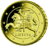 Монета регулярного обращения 50 центов. Литва.