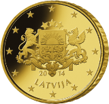 Монета регулярного обращения 50 центов. Латвия.
