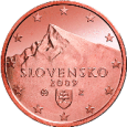 Монета регулярного обращения 5 центов. Словакия.