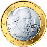 Монета регулярного обращения 1 евро. Австрия.