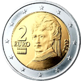 Монета регулярного обращения 2 евро. Австрия.