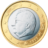 Монета регулярного обращения 1 евро. Бельгия.