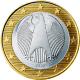 Монета регулярного обращения 1 евро. Германия.