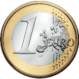 Монета регулярного обращения 1 евро.