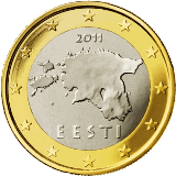 Монета регулярного обращения 1 евро. Эстония.