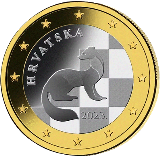 Монета регулярного обращения 1 евро. Хорватия.