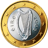 Монета регулярного обращения 1 евро. Ирландия.