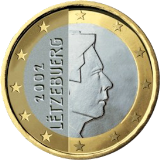 Монета регулярного обращения 1 евро. Люксембург.