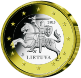 Монета регулярного обращения 1 евро. Литва.