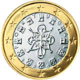 Монета регулярного обращения 1 евро. Португалия.
